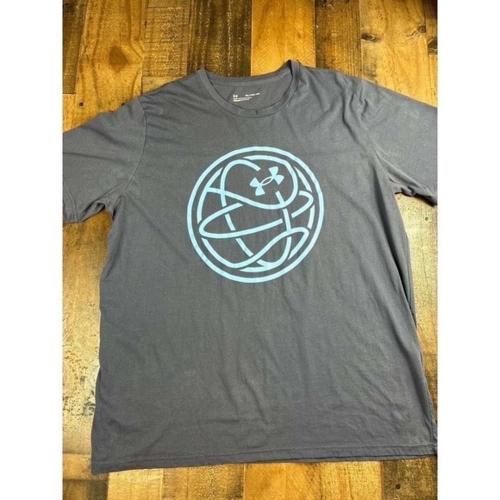 Under Armour Graphic T-Shirt Mens 2XL Gray Blue Short Sleeve Loose Fit Pre-owned